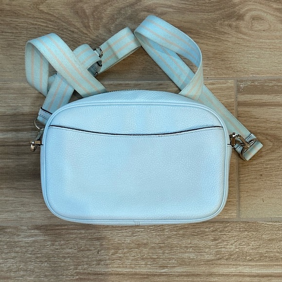 Kate Spade Pebbled Leather Small Flap Camera Bag/ Crossbody Baby Blue - Picture 2 of 5